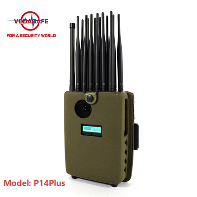 14 Bands Mobile Phone Signal Jammer Jamming Range 25 Meters 12000mAh Battery