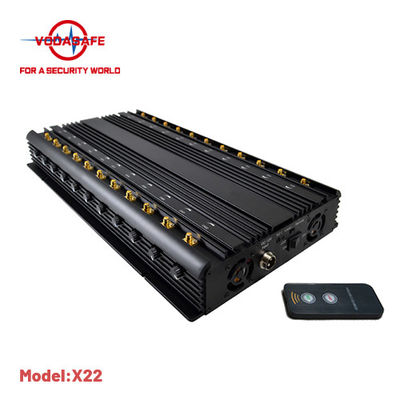 0-60m Cell Phone Signal Jammer 22 Antennas 46w WiFi GPS 3G 4G